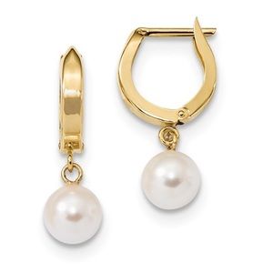 14K Yellow Gold Saltwater Akoya Pearl Hoop Earrings